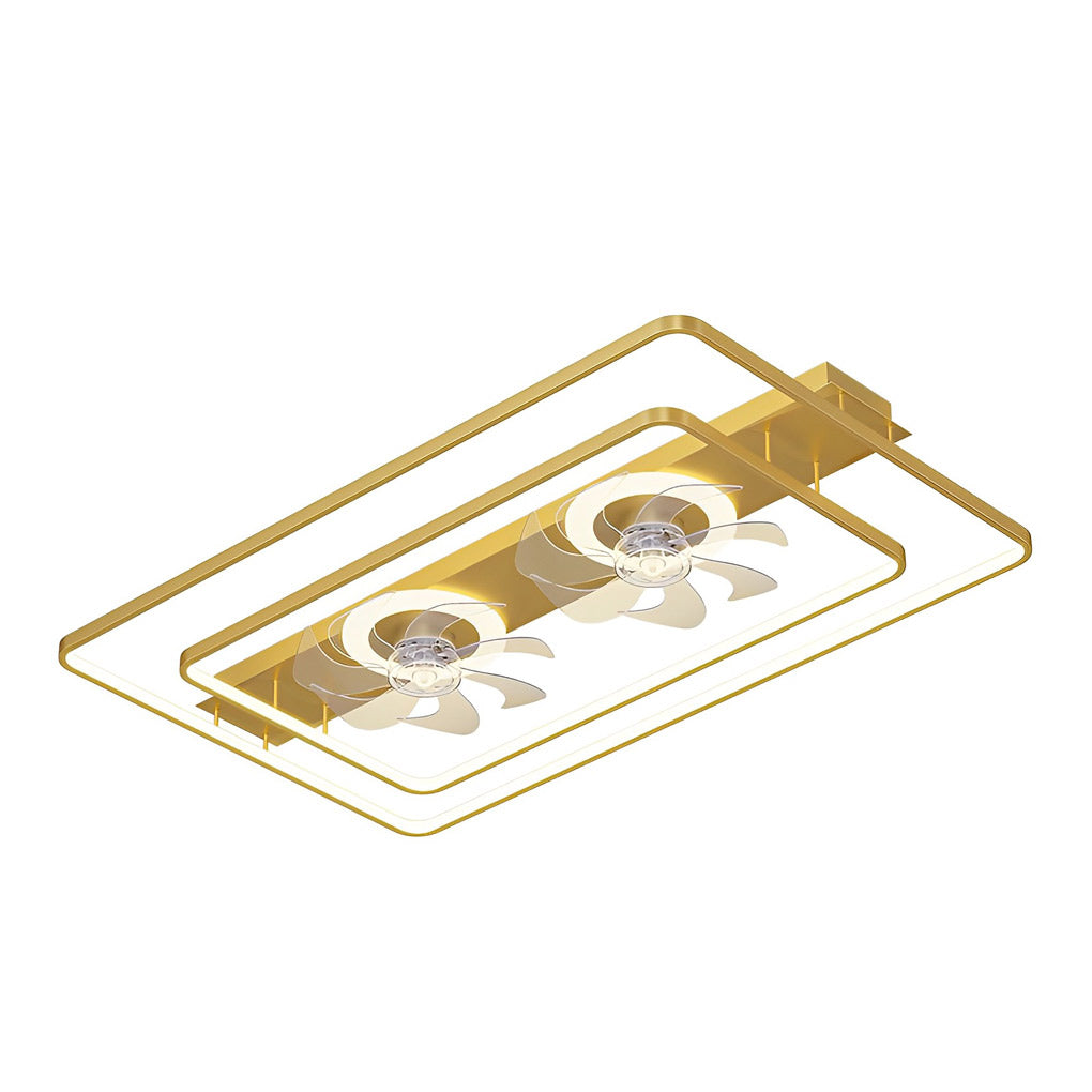 Rectangular Bladeless Ceiling Fan with LED Light - Modern Dual Fan