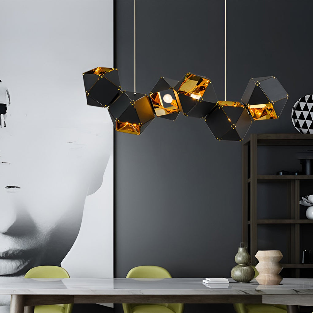 6-Light Geometric Polygonal Pendant Light - Modern Chandelier