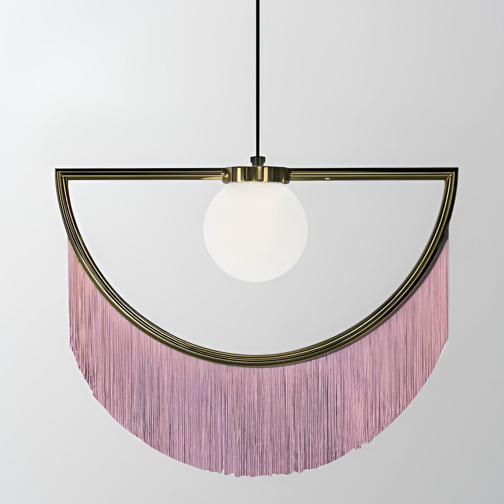 Pink Tassel Modern Pendant Light with Adjustable Height