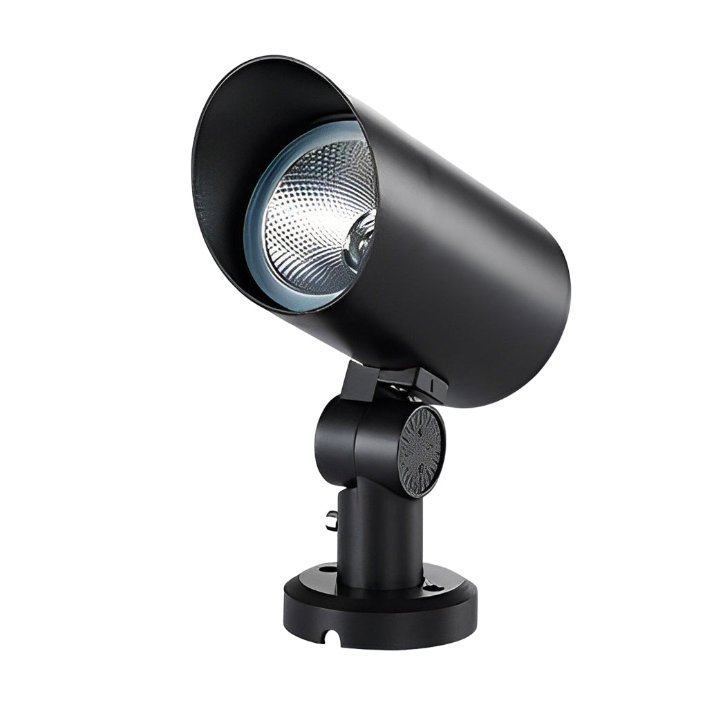 Modern Black Aluminum LED Outdoor Spotlight for Lawns & Gardens