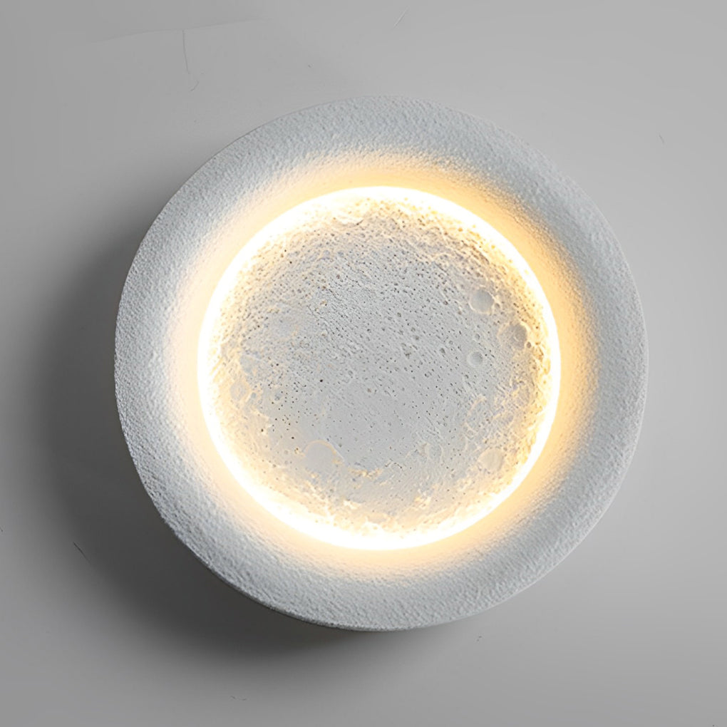 Round Moon Resin Wall Sconce - Modern LED Wall Light