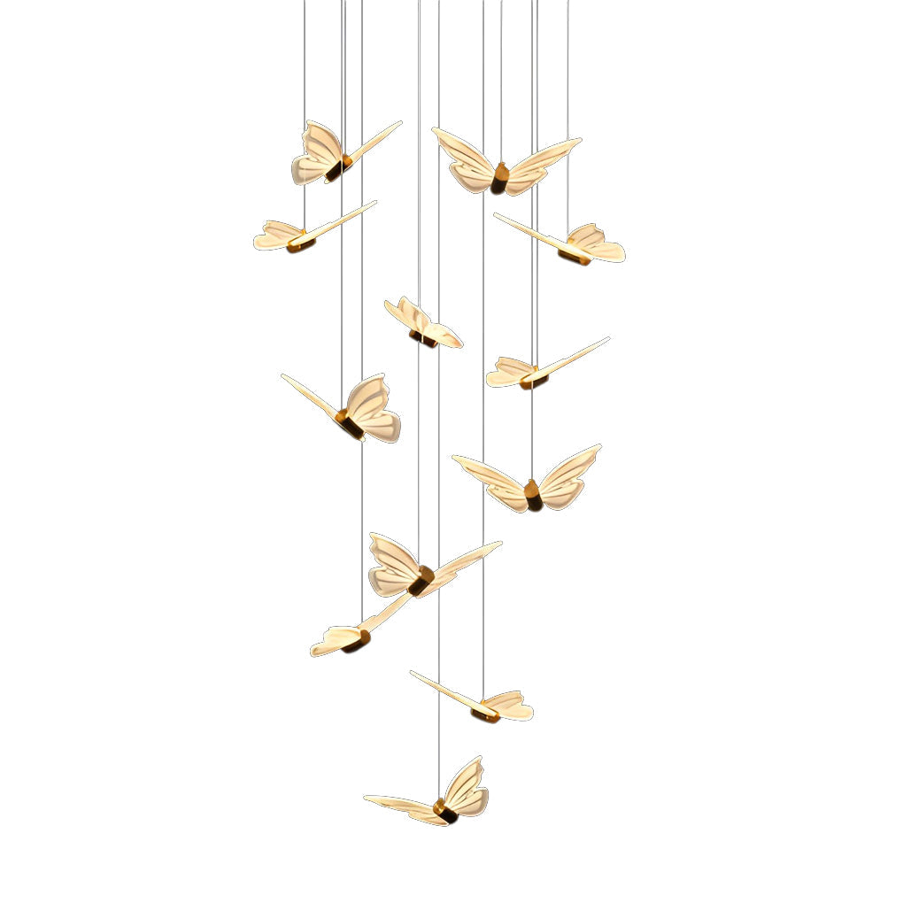 Butterfly Spiral LED Staircase Chandelier with 3-Step Dimming