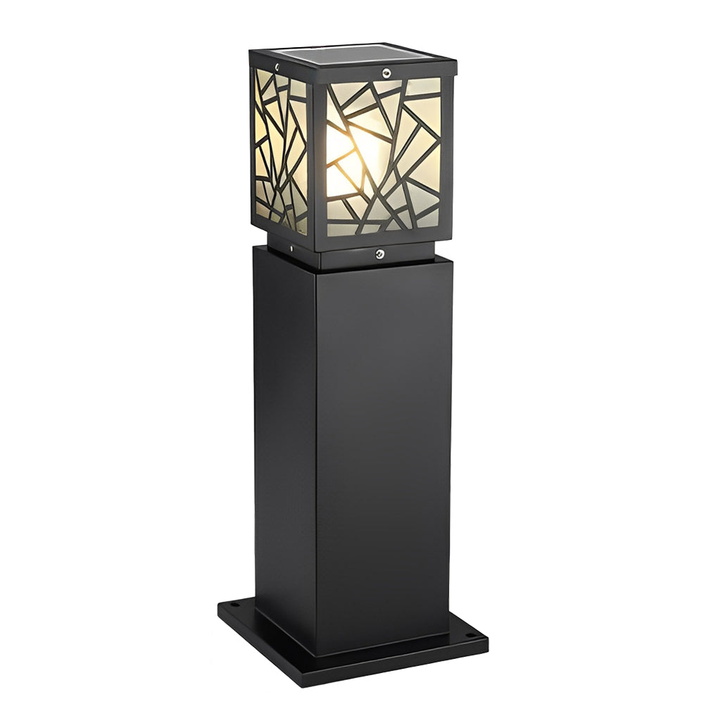 Modern Solar LED Bollard Path Light Black Waterproof Outdoor