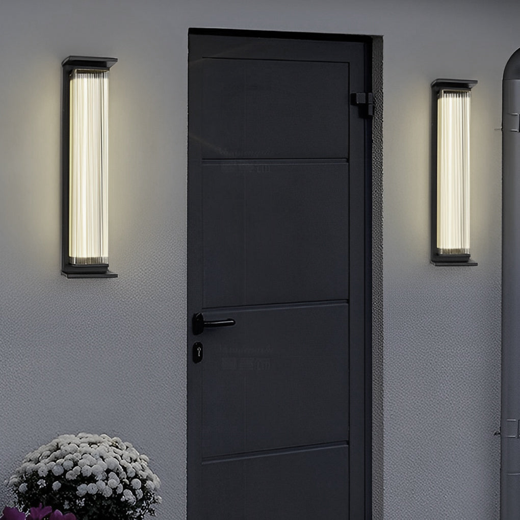 Industrial Black LED Outdoor Wall Light with Acrylic Shade