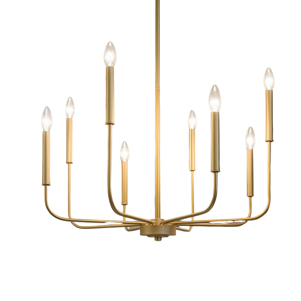 8-Light Industrial Chandelier with LED Three-Step Dimming