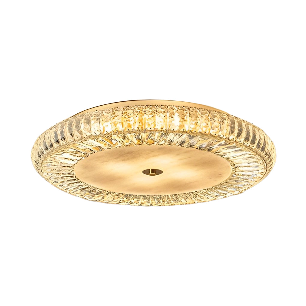 Crystal Glass Flush Mount Ceiling Light with 3-Step Dimming