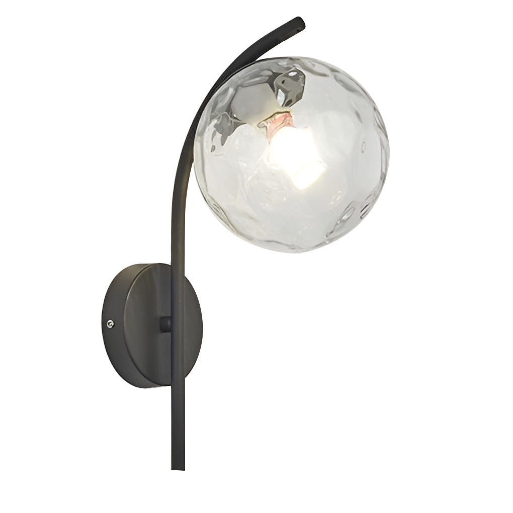 Glass Ball Wall Sconce with Metal Frame - Modern Plug-In Light
