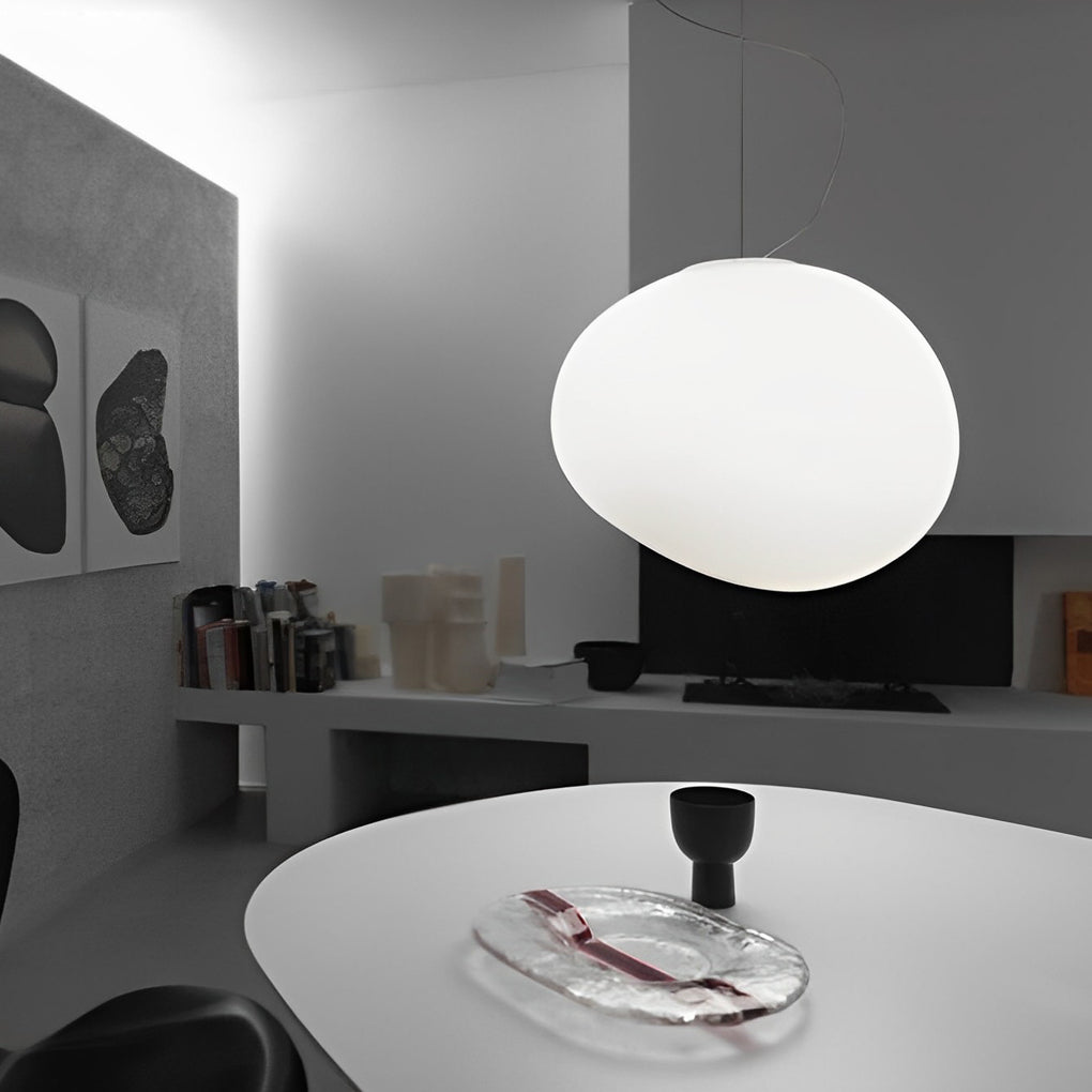 Modern Glass Globe LED Pendant Light White Spherical Hanging Lamp