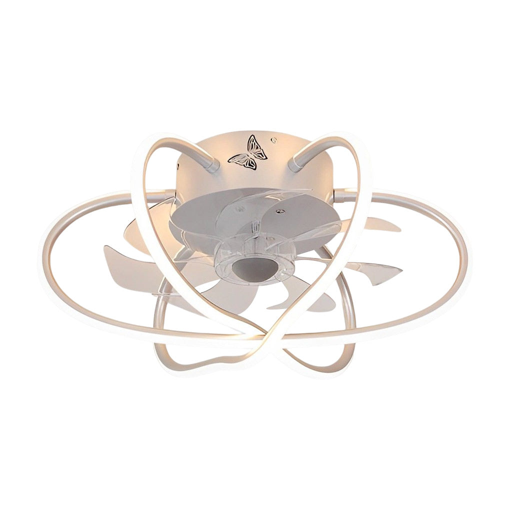 Flower Cage Dimmable Bladeless Ceiling Fan Light with LED
