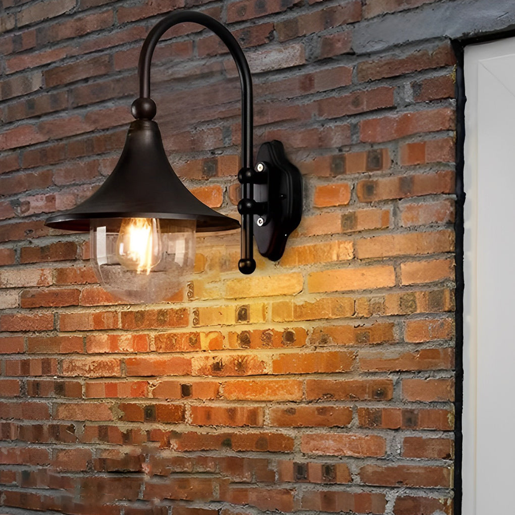 Trumpet Shaped LED Outdoor Wall Lamp Black Industrial Vintage