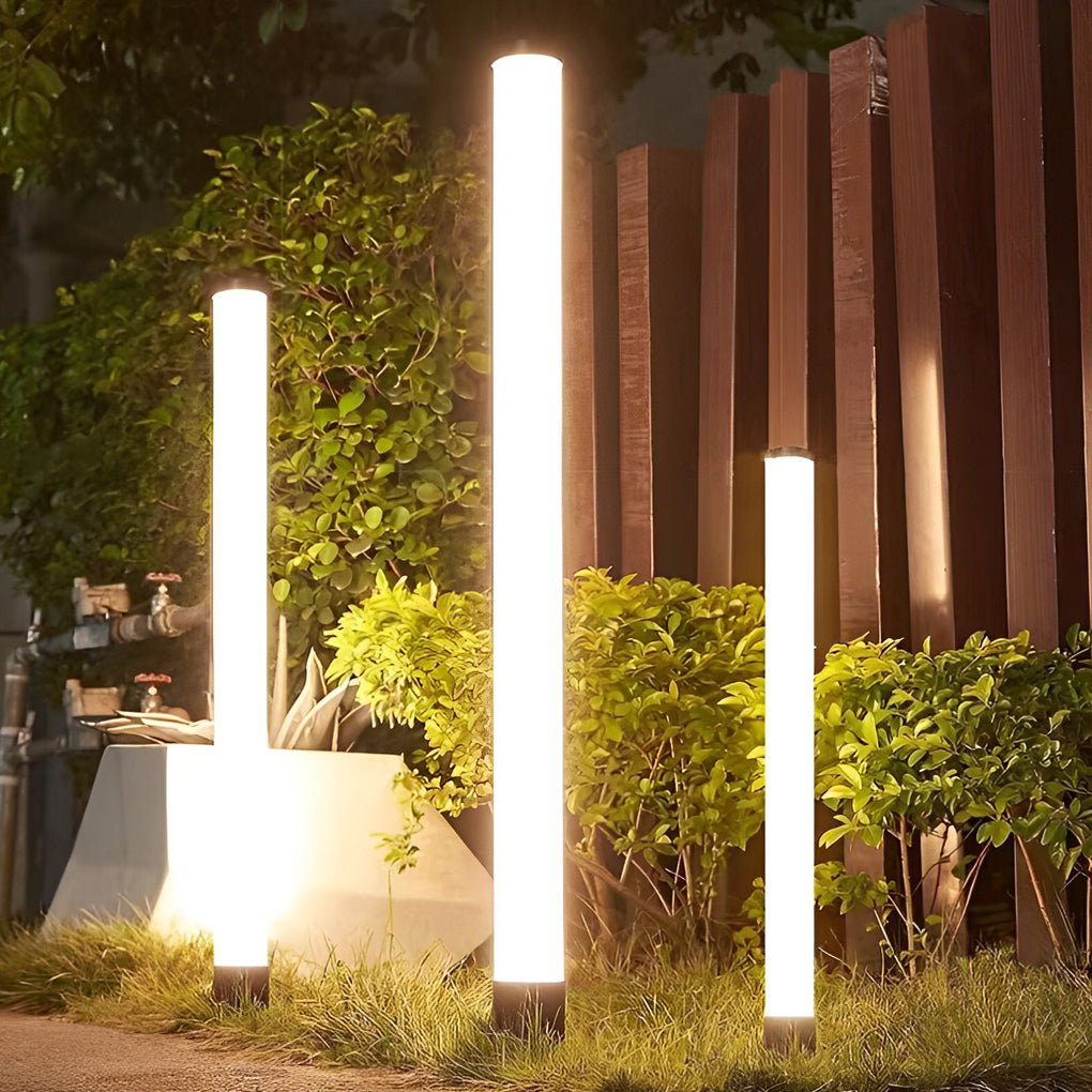 Modern Cylindrical Acrylic Outdoor Lawn Light - Black IP65