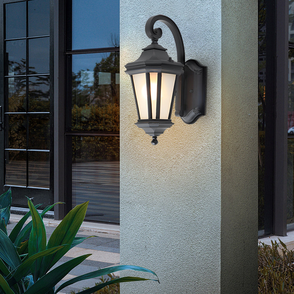 Modern Frosted Glass Outdoor Wall Light with Aluminum Frame