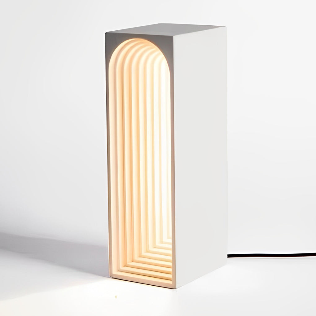 Modern Concrete Rectangle LED Table Lamp with USB Charging Port