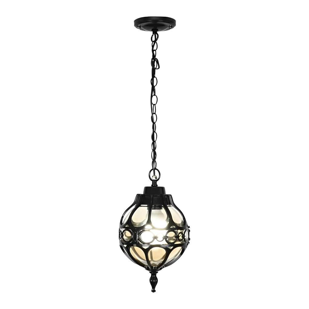 Waterproof Glass Ball Outdoor Pendant Light - Aluminum Frame