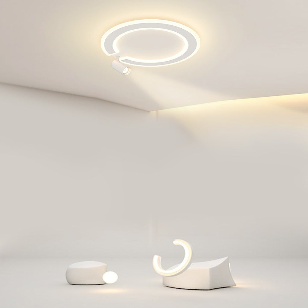 Modern Circle Flush Mount Light with Adjustable Spotlights
