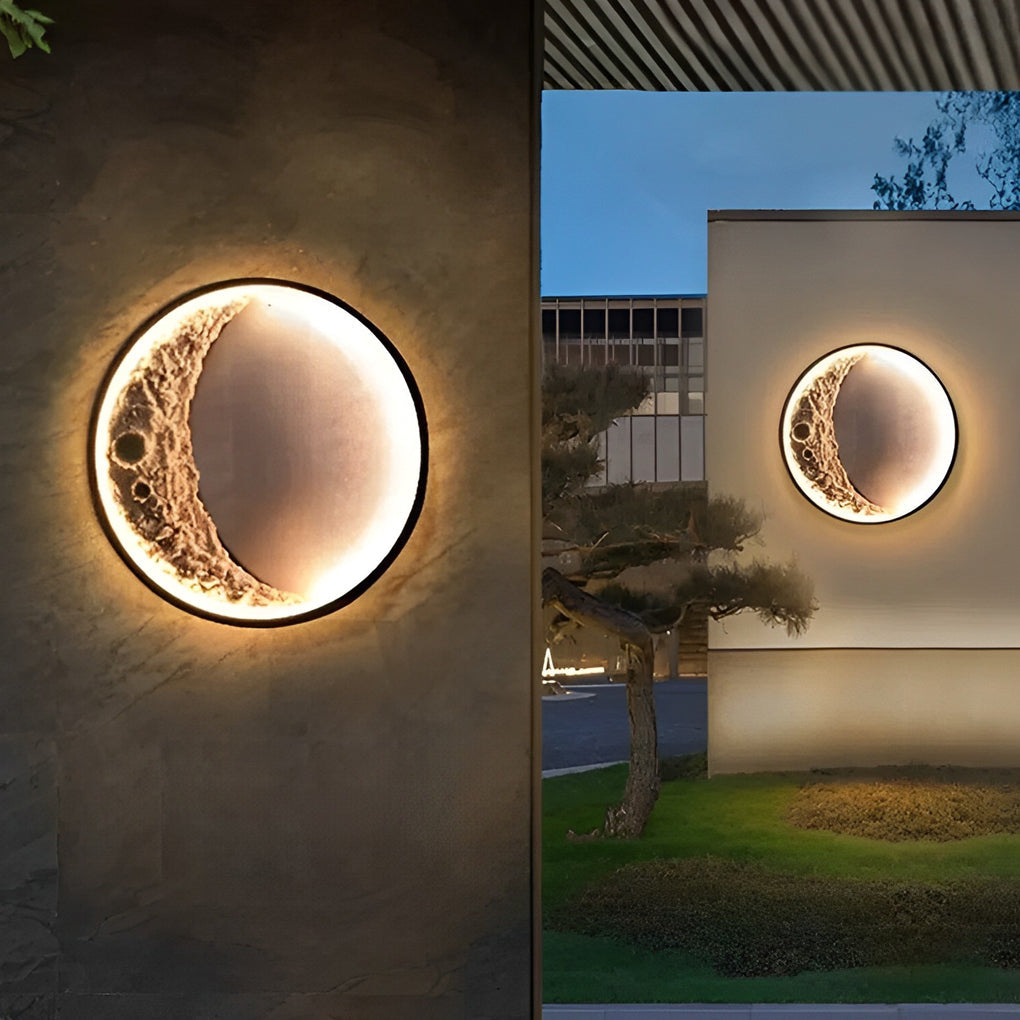 Art Deco Moon Crescent LED Outdoor Wall Light