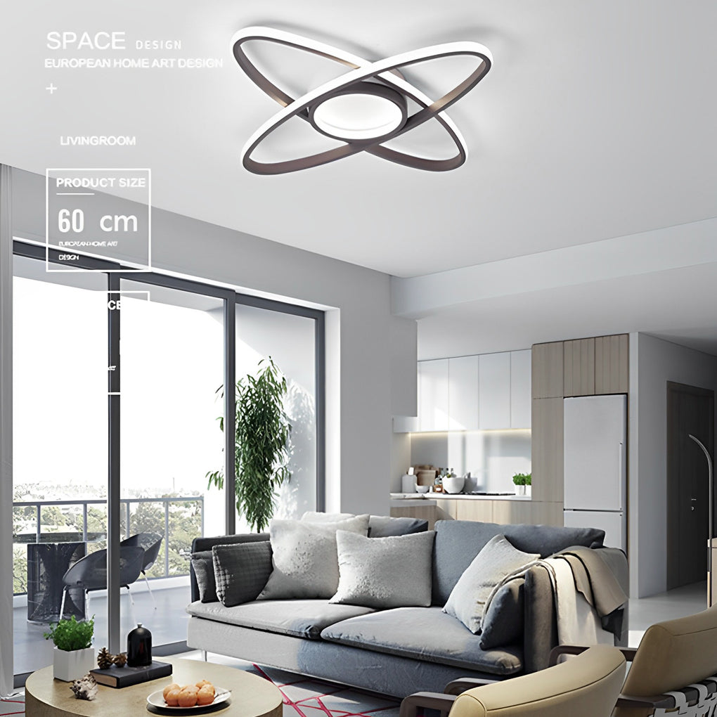 Overlapping Oval Dimmable LED Flush Mount Ceiling Light