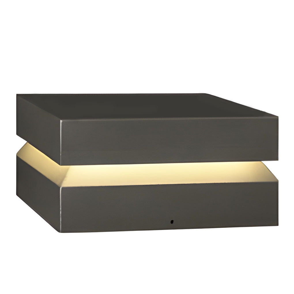 Square LED Solar Post Cap Light - Modern Black Stainless Steel