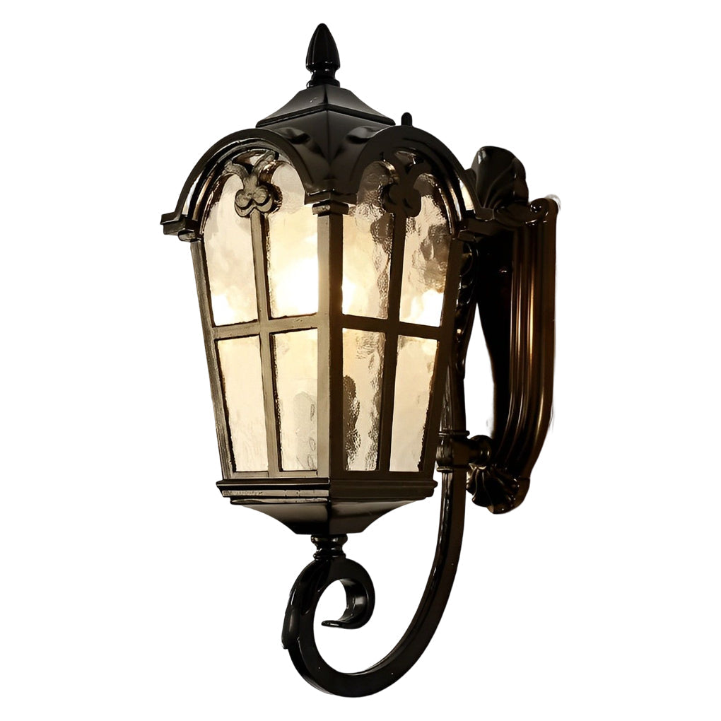 Industrial Glass Outdoor Wall Lamp - Waterproof Black Aluminum