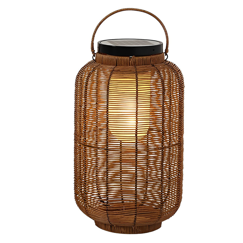 Portable Solar Rattan Lantern LED Outdoor Floor Lamp Waterproof