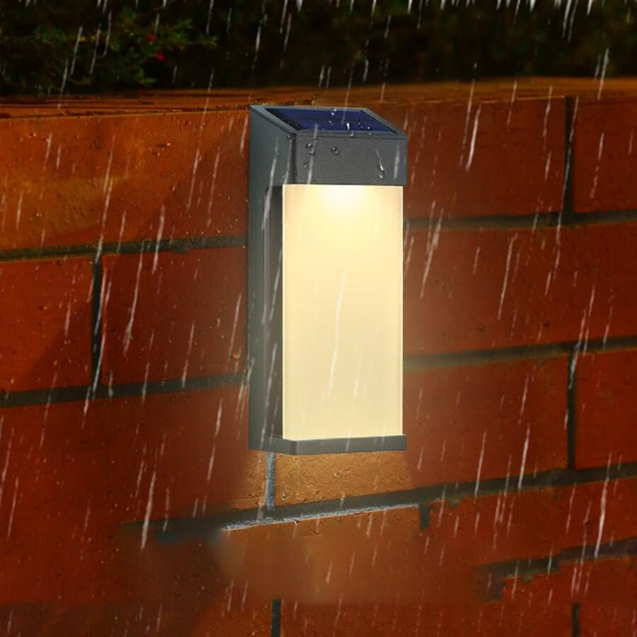 Modern Solar LED Outdoor Wall Light Set of 2 - Aluminum & Glass