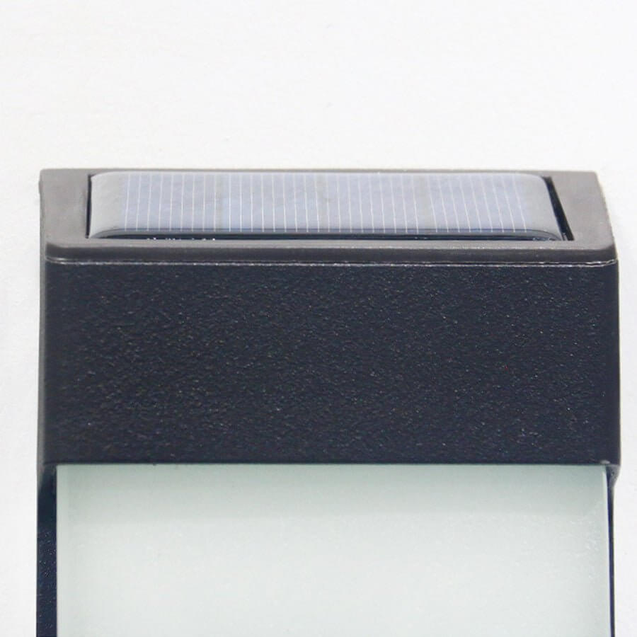 Modern Solar LED Outdoor Wall Light Set of 2 - Aluminum & Glass