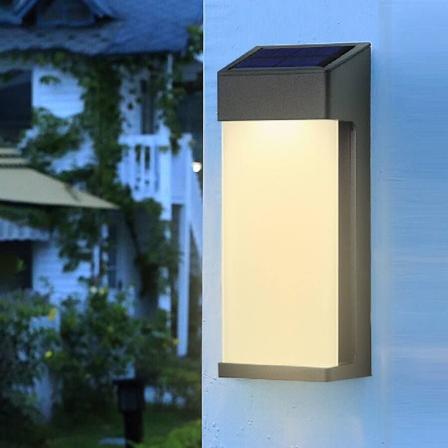 Modern Solar LED Outdoor Wall Light Set of 2 - Aluminum & Glass