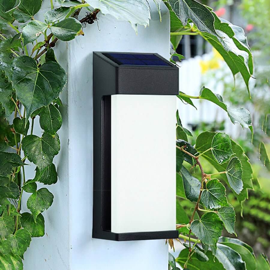 Modern Solar LED Outdoor Wall Light Set of 2 - Aluminum & Glass