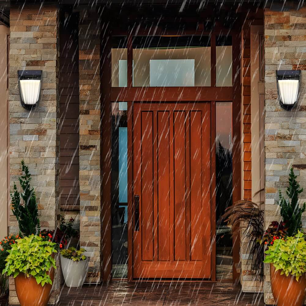 Solar LED Fence Lights 2-Pack Waterproof Outdoor Wall Light