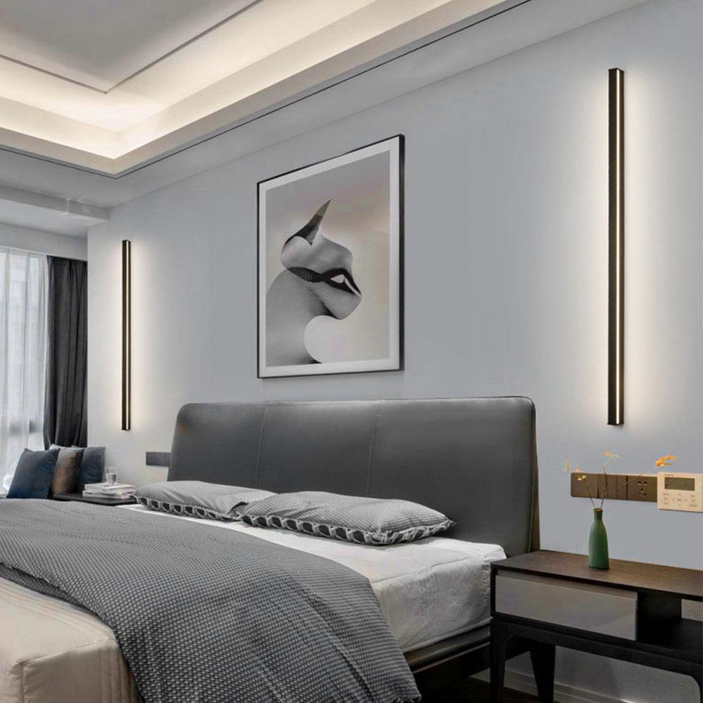 Linear LED Outdoor Wall Light Dimmable Black Aluminum Minimalist