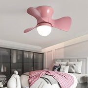 3-Blade Flush Mount Ceiling Fan with LED Light - Modern Kids Room