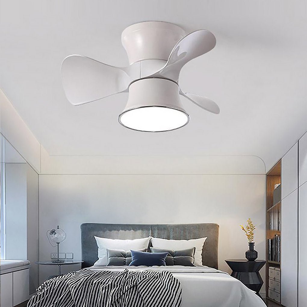 3-Blade Flush Mount Ceiling Fan with LED Light - Modern Kids Room