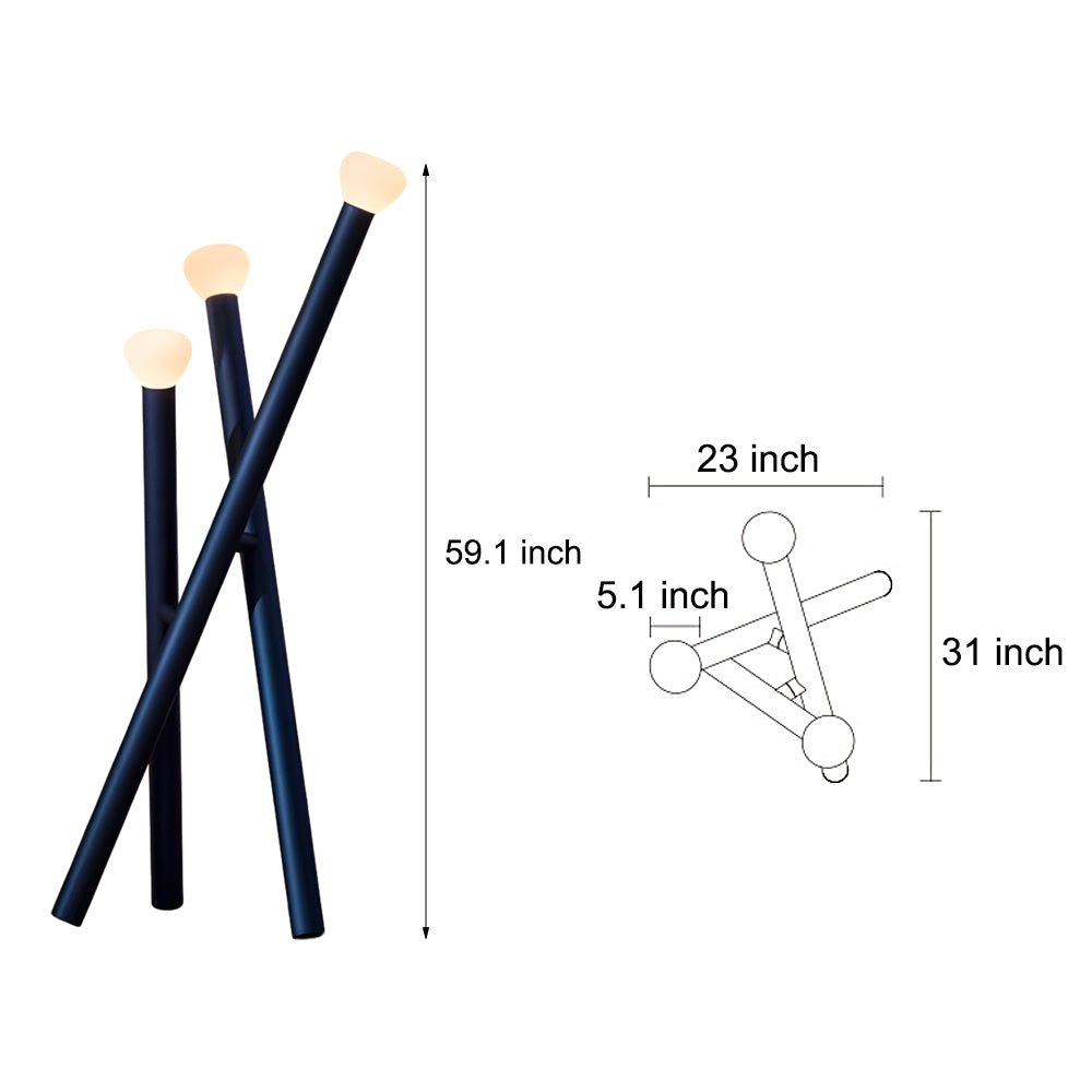 3-Light Minimalist Stick Floor Lamp - Modern Tripod Design