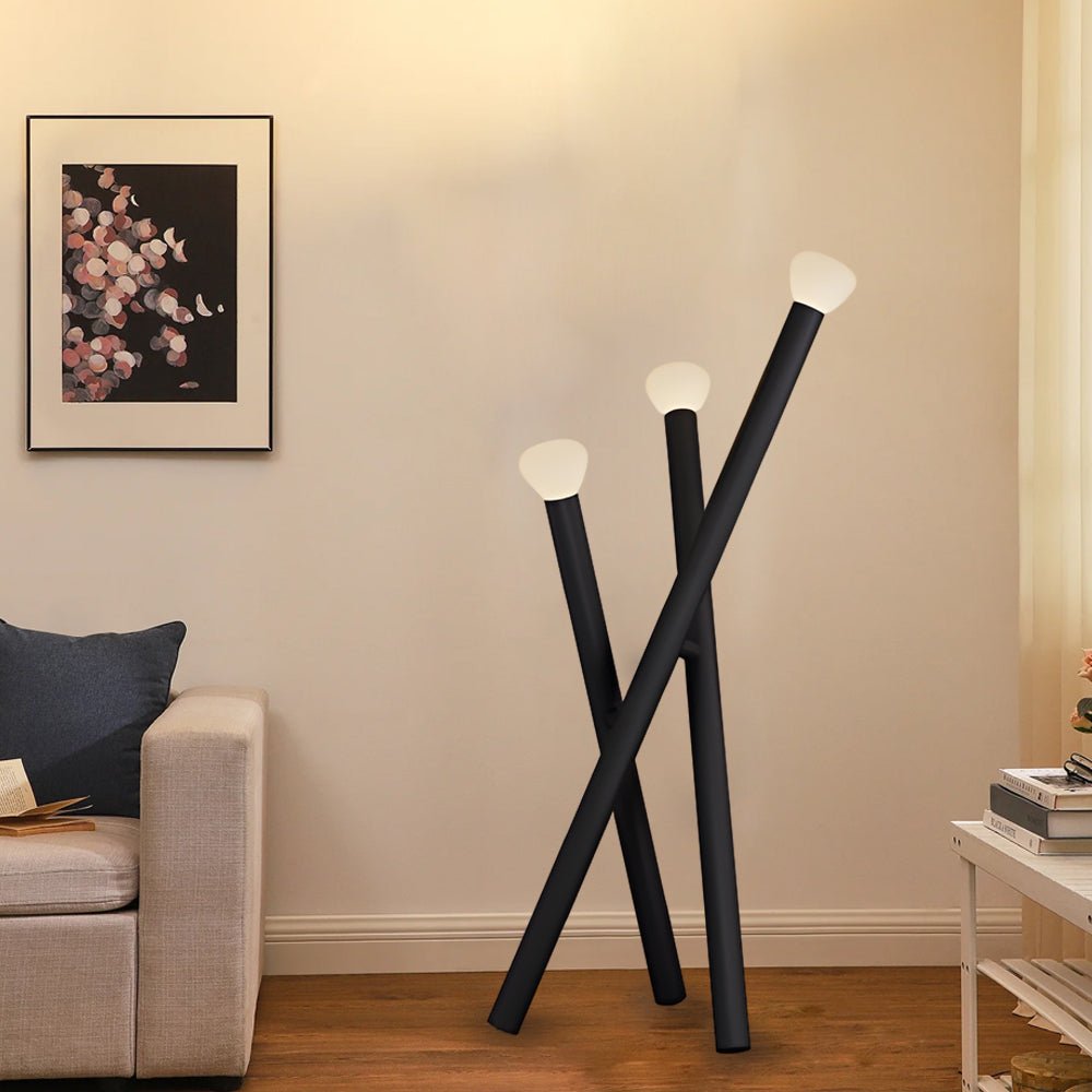 3-Light Minimalist Stick Floor Lamp - Modern Tripod Design