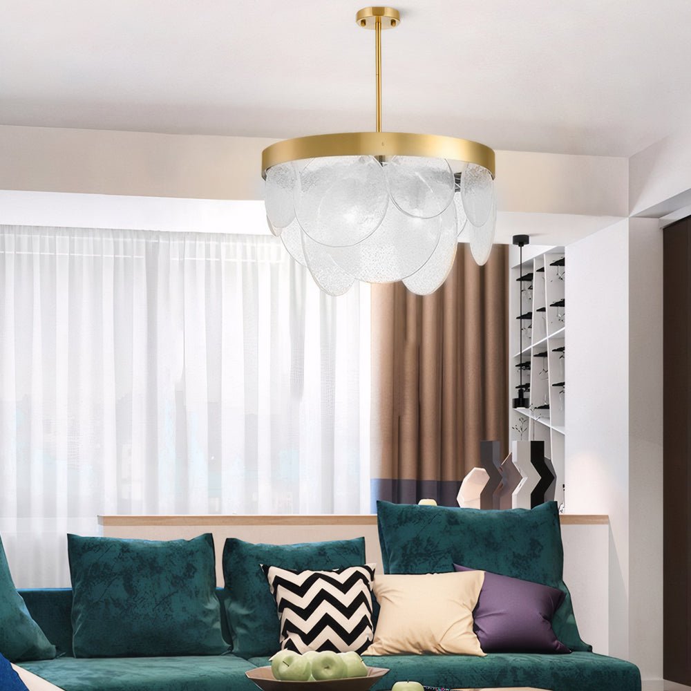 3-Light Modern Glass Chandelier with Bubble Detail
