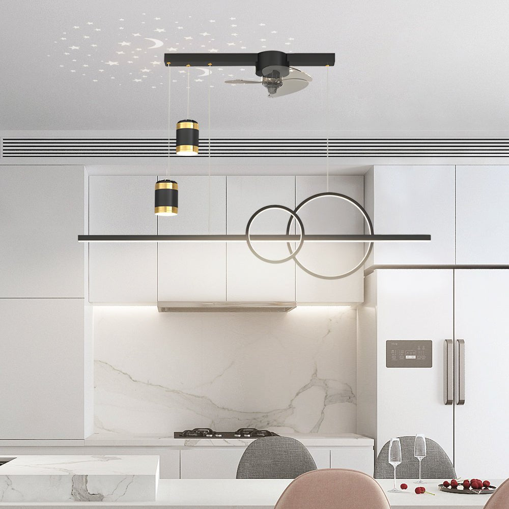 Modern Projection Ceiling Fan with LED Light for Dining Room