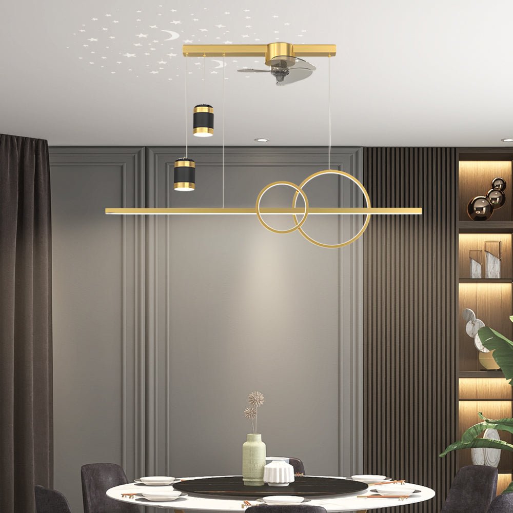 Modern Projection Ceiling Fan with LED Light for Dining Room