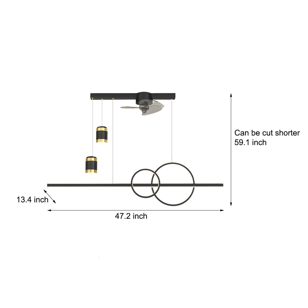 Modern Projection Ceiling Fan with LED Light for Dining Room