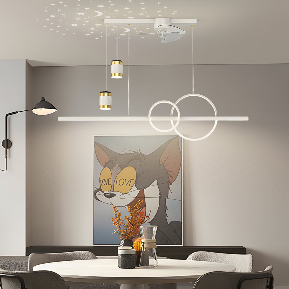 Modern Projection Ceiling Fan with LED Light for Dining Room