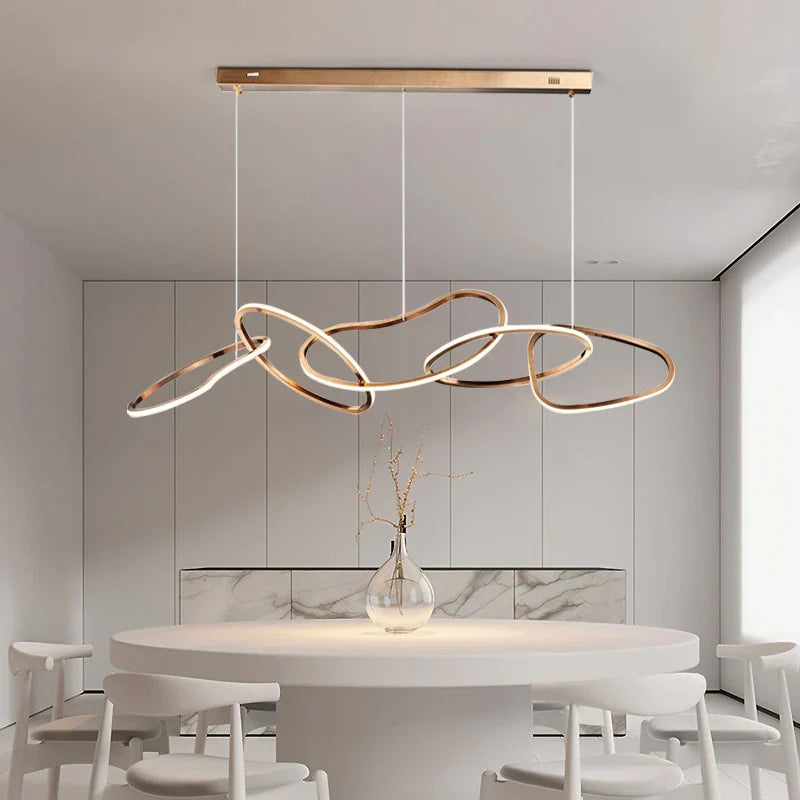 Irregular Chainlink LED Chandelier - Gold Stainless Steel