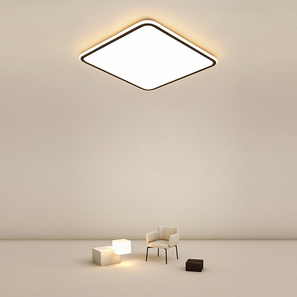 30" Modern Square Black LED Flush Mount Ceiling Light Dimmable