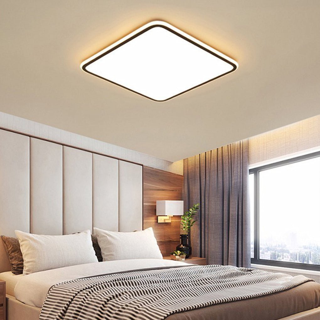 30" Modern Square Black LED Flush Mount Ceiling Light Dimmable