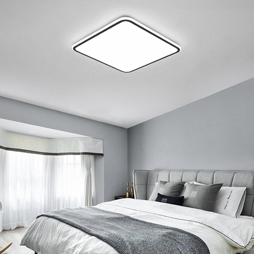 30" Modern Square Black LED Flush Mount Ceiling Light Dimmable