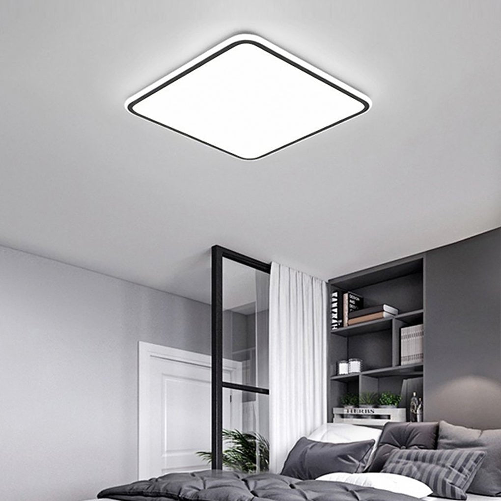 30" Modern Square Black LED Flush Mount Ceiling Light Dimmable