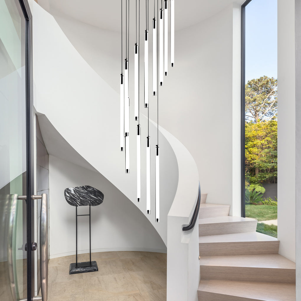 Spiral LED Staircase Chandelier Modern Long Tube Acrylic Light