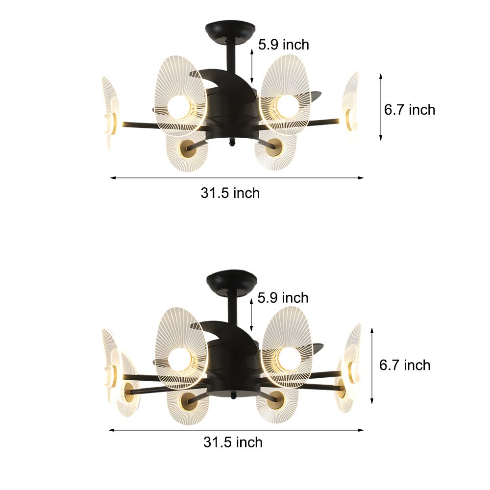 31 Inch Black LED Ceiling Fan Light with Remote Control
