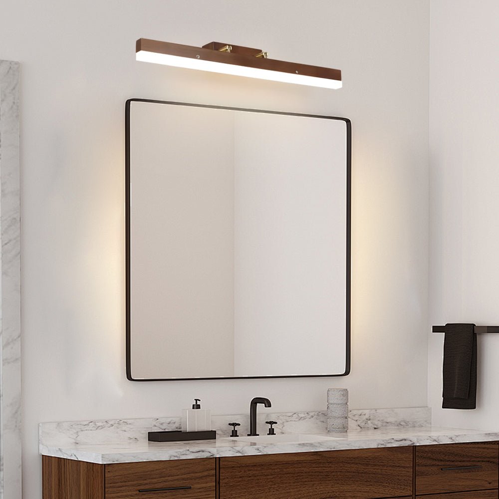 31" Walnut LED Vanity Light Modern Bathroom Wall Lighting