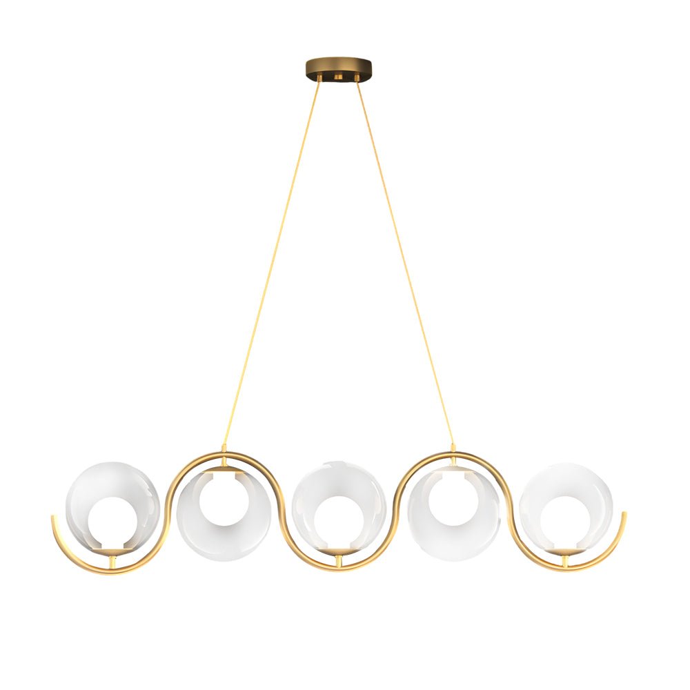 Wavy Linear Island Light with Glass Ball Shades - Modern Dining