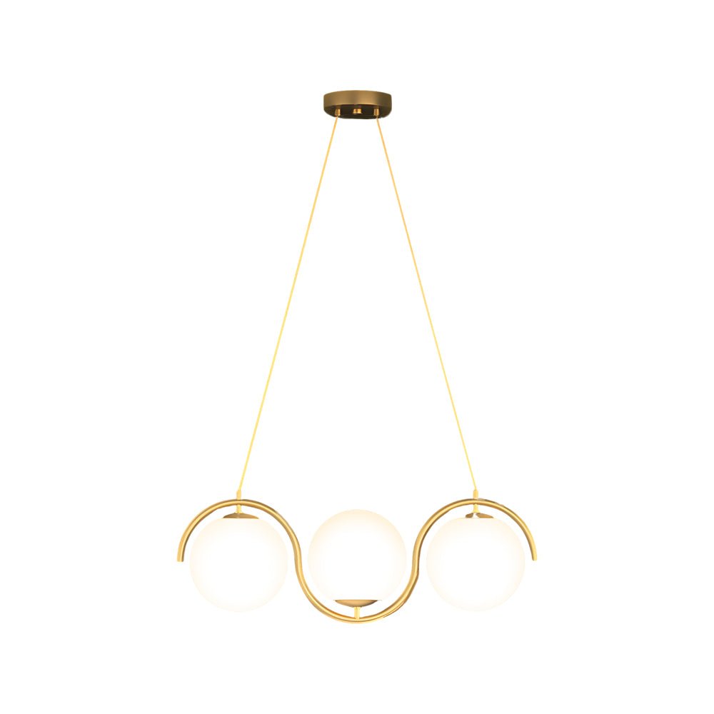 Wavy Linear Island Light with Glass Ball Shades - Modern Dining