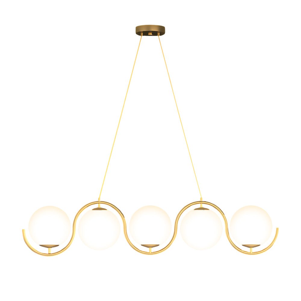 Wavy Linear Island Light with Glass Ball Shades - Modern Dining